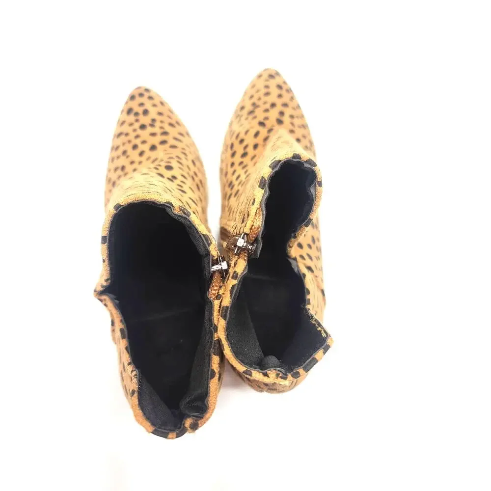Leopard print booties boots women's 38 NWOT